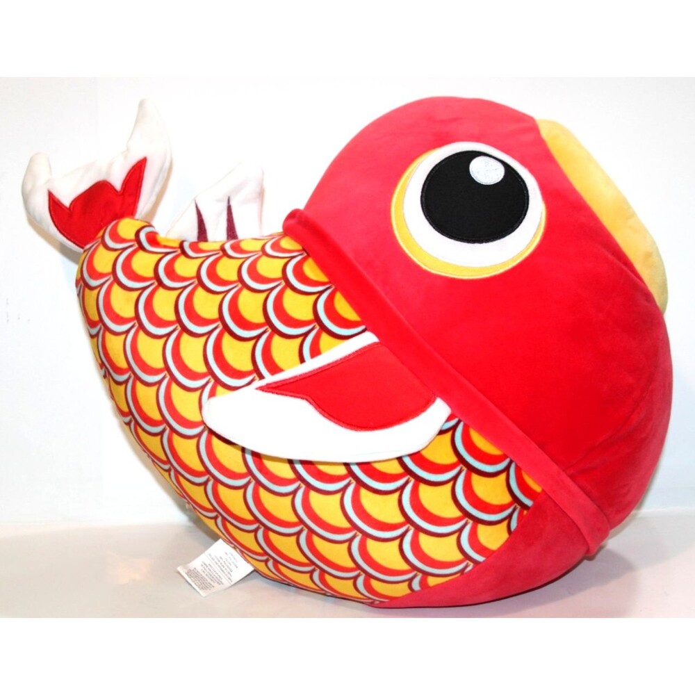 Red Koi Carp Fish Plush Stuffed Round 1 Arcade Sky Nippon Japan Lucky Fish 18"